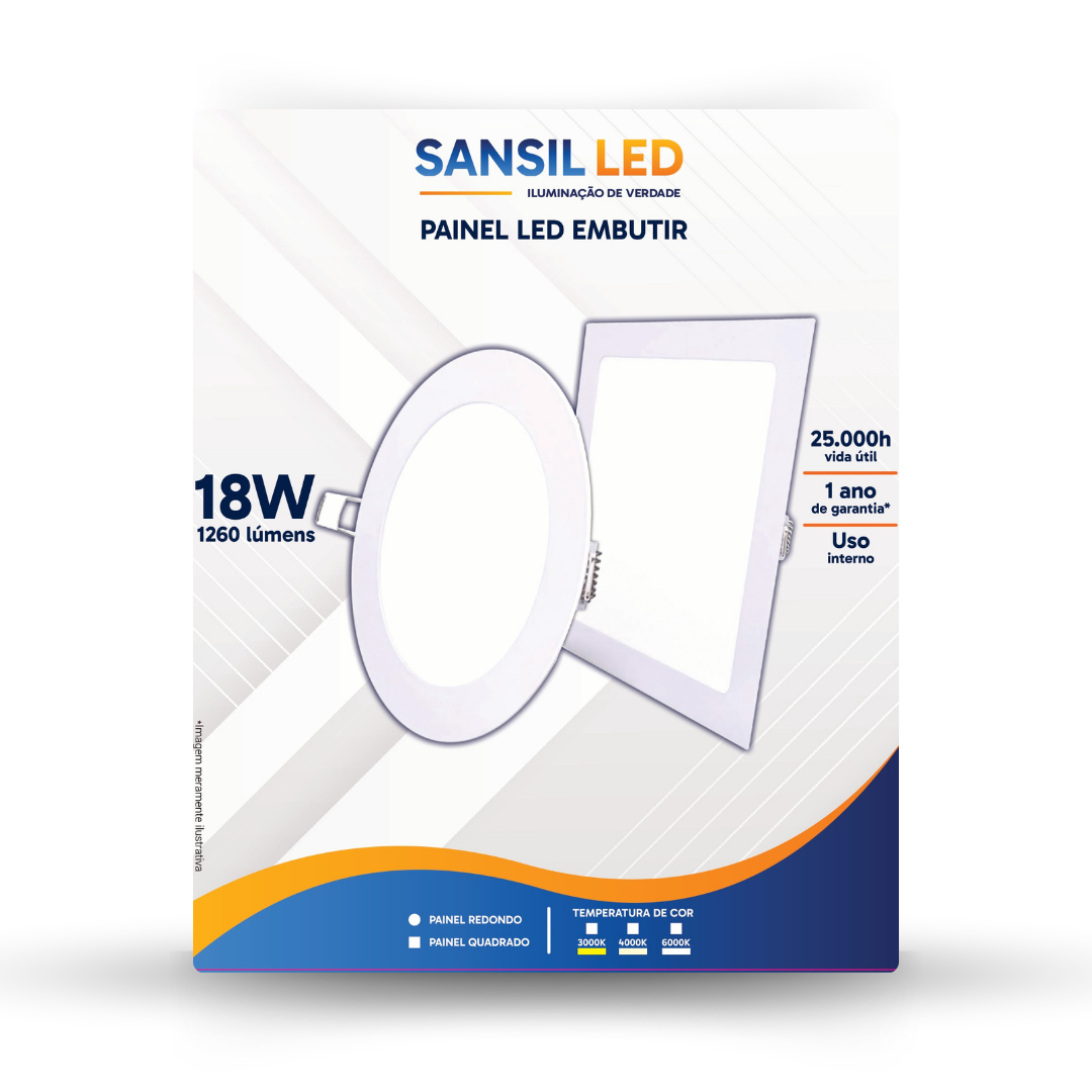 Painéis 18w embutir QD/RD e BF/BN/BQ